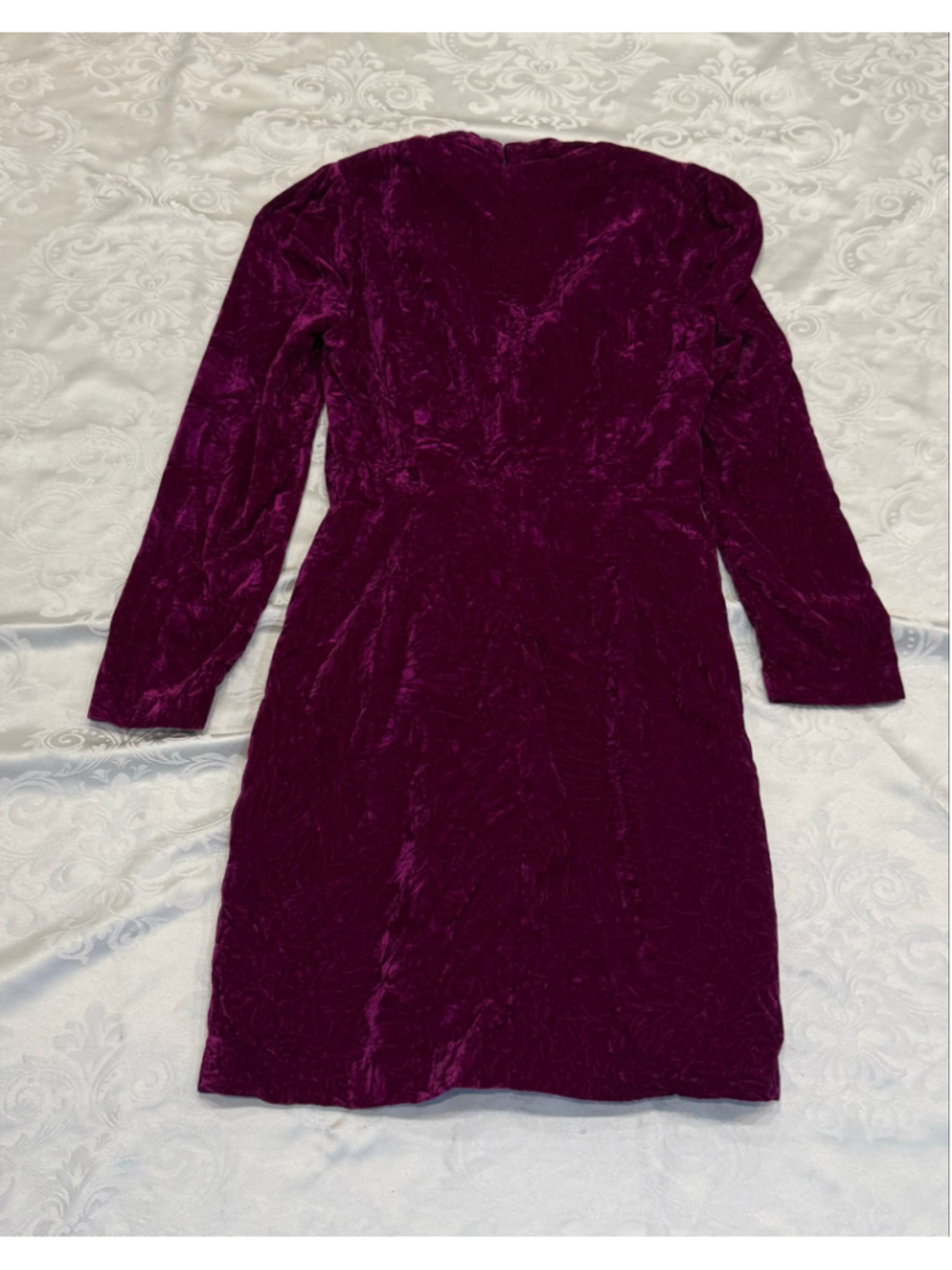 Shoshanna Fontanne Crushed Velvet Long Sleeve Dress Plum Size 4 - Picture 4 of 7
